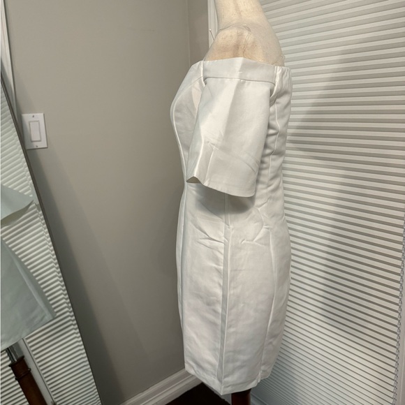 Do+Be | White Satin Off Shoulder Midi Dress | S - Picture 4 of 13